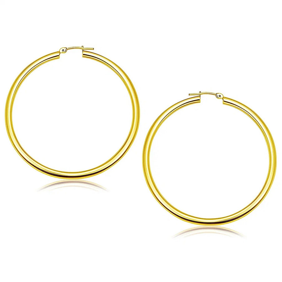 14k Yellow Gold Polished Hoop Earrings (50 mm)