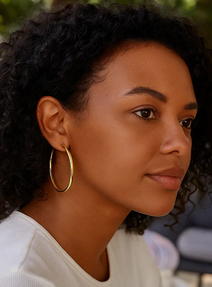 14k Yellow Gold Polished Hoop Earrings (50 mm)