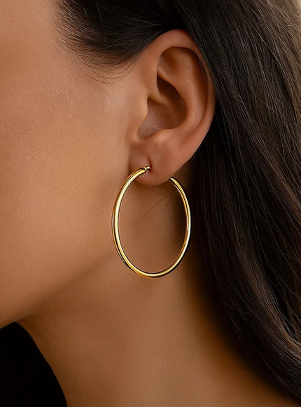 14k Yellow Gold Polished Hoop Earrings (50 mm)