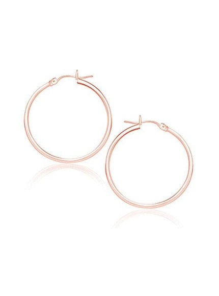 14k Rose Gold Polished Hoop Earrings (25 mm) - Ellie Belle