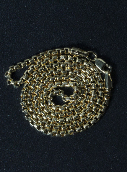 2.4mm 14k Yellow Gold Round Box Chain