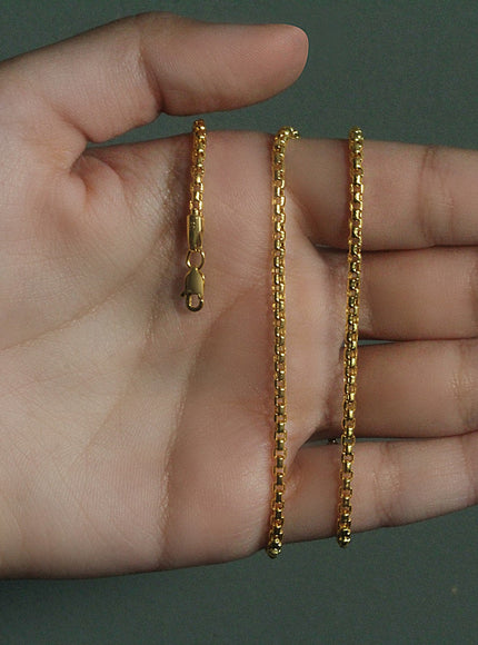 2.4mm 14k Yellow Gold Round Box Chain