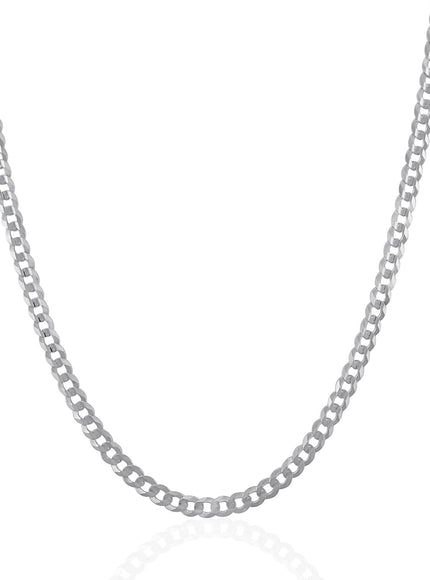 3.6mm 14k White Gold Solid Curb Chain