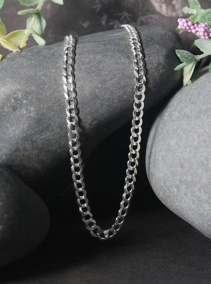 3.6mm 14k White Gold Solid Curb Chain