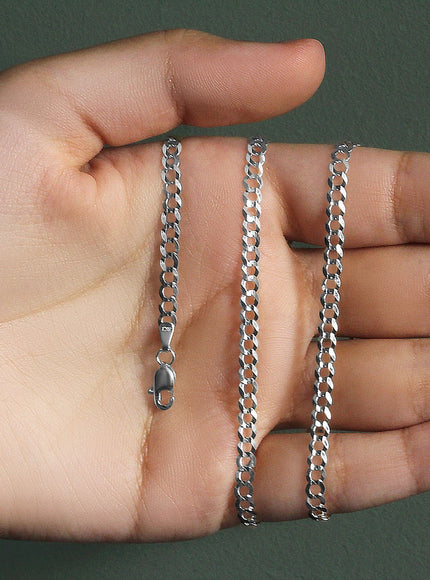 3.6mm 14k White Gold Solid Curb Chain