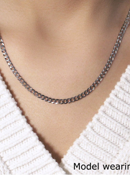 3.6mm 14k White Gold Solid Curb Chain