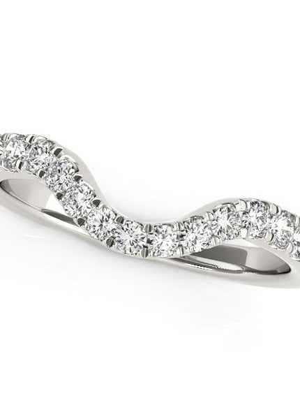 14k White Gold Curved Style Wedding Ring with Diamonds (1/3 cttw)