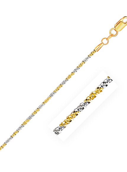 14k White and Yellow Gold Two Tone Sparkle Chain 1.5mm