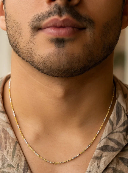 14k White and Yellow Gold Two Tone Sparkle Chain 1.5mm