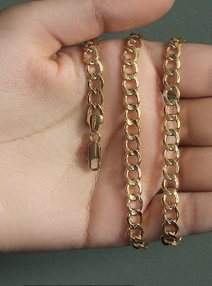 6.2mm 14k Yellow Gold Curb Chain