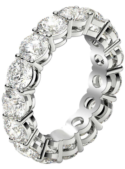 Round Cut Lab Grown Diamond Eternity Ring in 14k White Gold (5 cttw FG/VS2)
