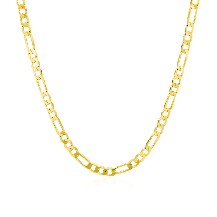 3.1mm 14k Yellow Gold Solid Figaro Chain