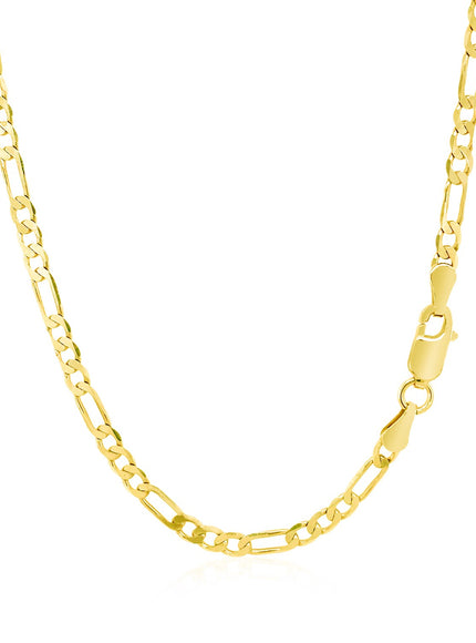 3.1mm 14k Yellow Gold Solid Figaro Chain