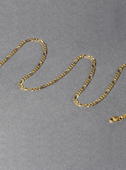 3.1mm 14k Yellow Gold Solid Figaro Chain