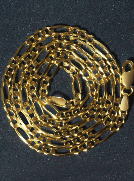 3.1mm 14k Yellow Gold Solid Figaro Chain
