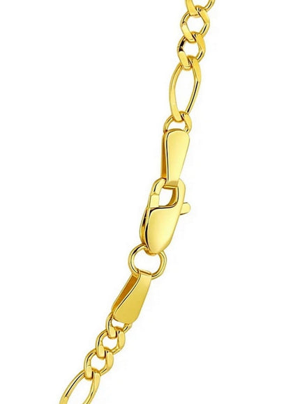 3.1mm 14k Yellow Gold Solid Figaro Chain