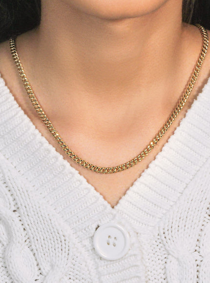 4.5mm 10k Yellow Gold Semi Solid Miami Cuban Chain