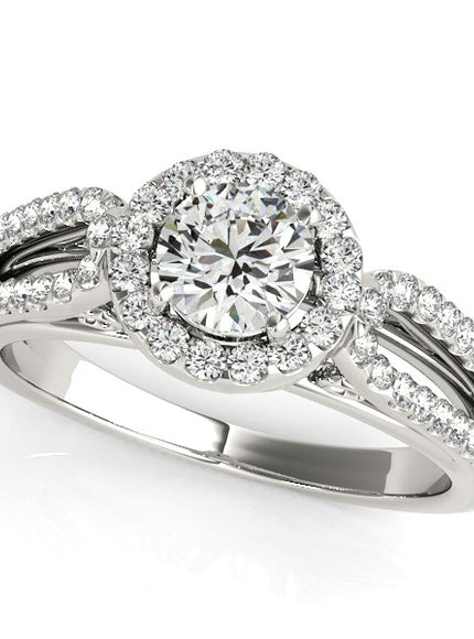 14k White Gold Diamond Engagement Ring with Teardrop Split Shank (7/8 cttw)