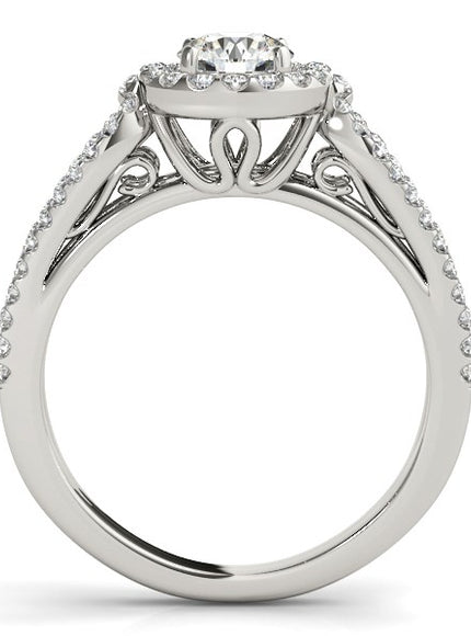 14k White Gold Diamond Engagement Ring with Teardrop Split Shank (7/8 cttw)