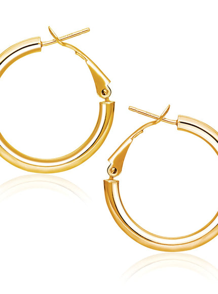 14k Yellow Gold High Polish Hoop Earrings (0.78 inch Diameter)