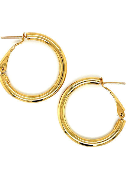 14k Yellow Gold High Polish Hoop Earrings (0.78 inch Diameter)