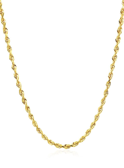 2.5mm 14k Yellow Gold Solid Diamond Cut Rope Chain