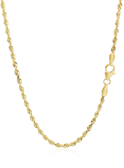 2.5mm 14k Yellow Gold Solid Diamond Cut Rope Chain
