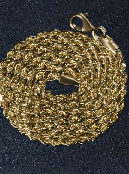 2.5mm 14k Yellow Gold Solid Diamond Cut Rope Chain