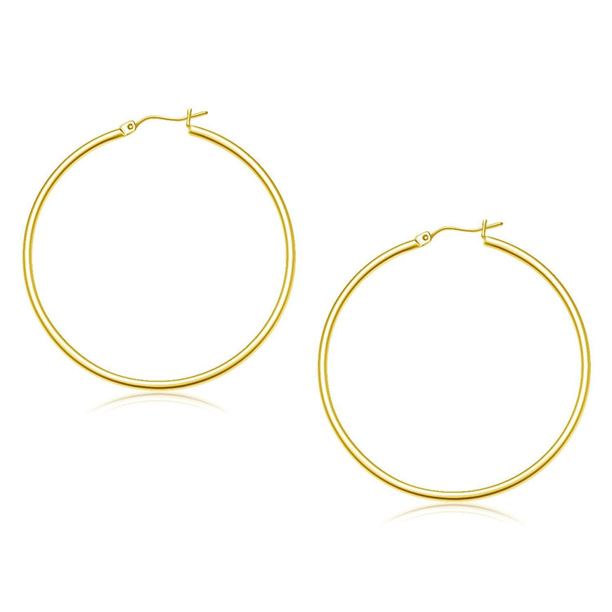 14k Yellow Gold Polished Hoop Earrings (45 mm) - Ellie Belle