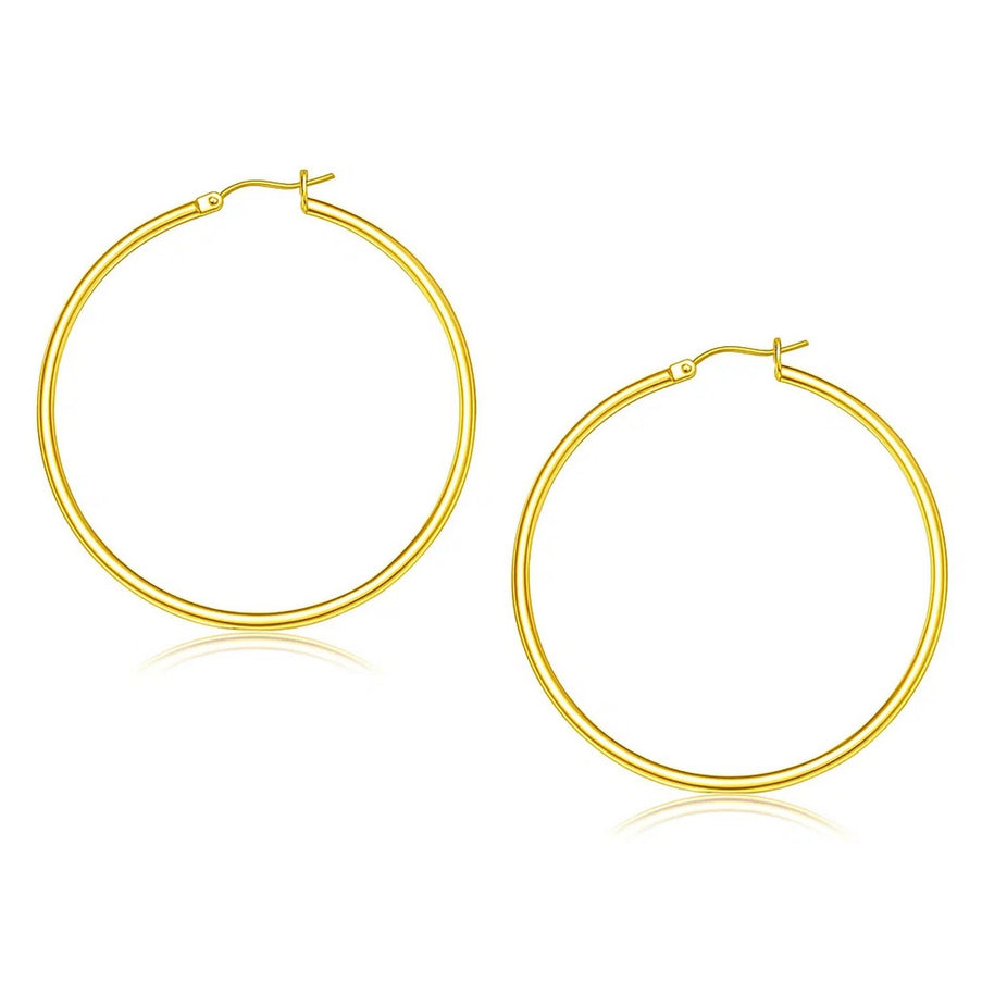 14k Yellow Gold Polished Hoop Earrings (45 mm)
