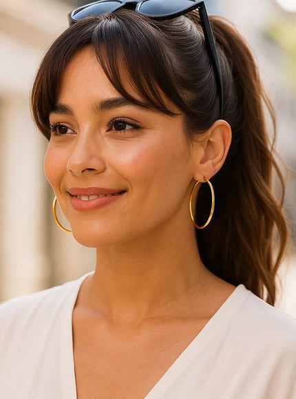 14k Yellow Gold Polished Hoop Earrings (45 mm)