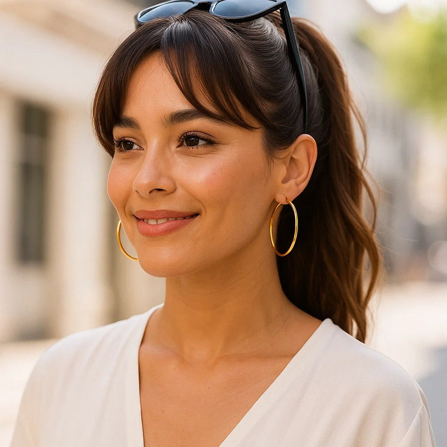 14k Yellow Gold Polished Hoop Earrings (45 mm)