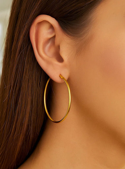 14k Yellow Gold Polished Hoop Earrings (45 mm)