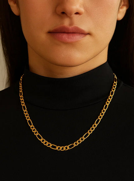 6.0mm 14k Yellow Gold Solid Figaro Chain