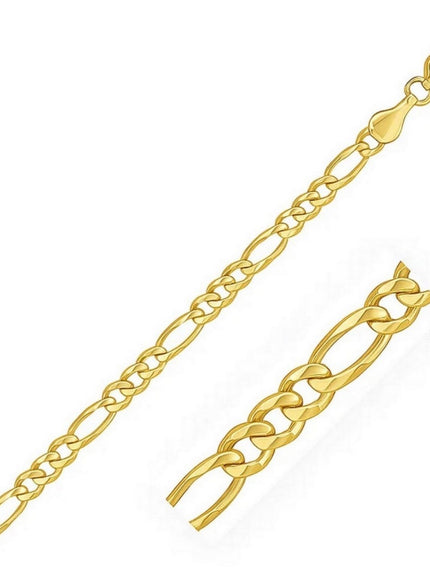 6.0mm 14k Yellow Gold Solid Figaro Chain