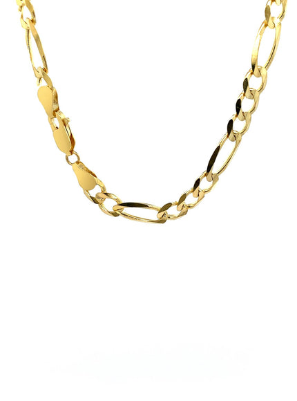 6.0mm 14k Yellow Gold Solid Figaro Chain