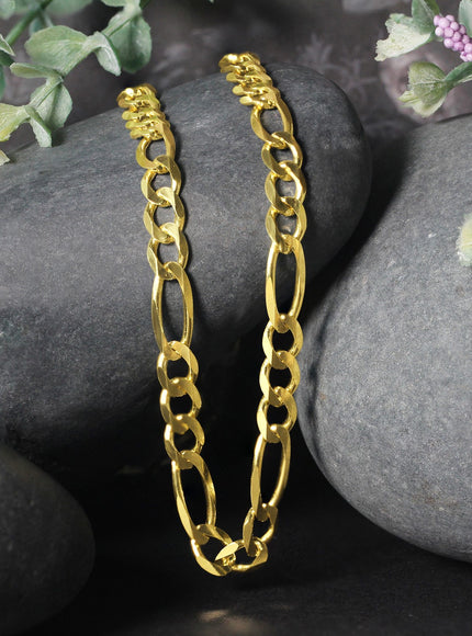6.0mm 14k Yellow Gold Solid Figaro Chain