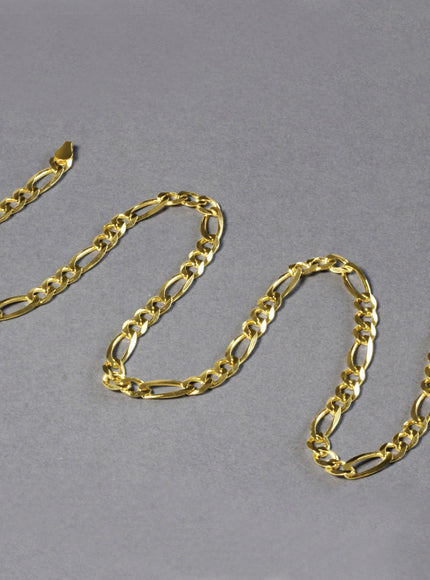 6.0mm 14k Yellow Gold Solid Figaro Chain
