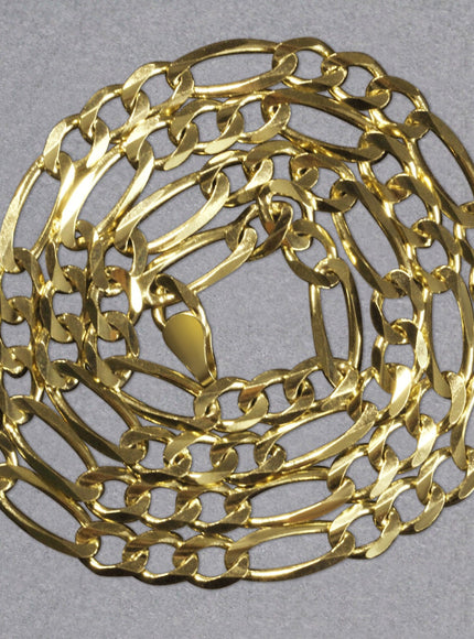 6.0mm 14k Yellow Gold Solid Figaro Chain