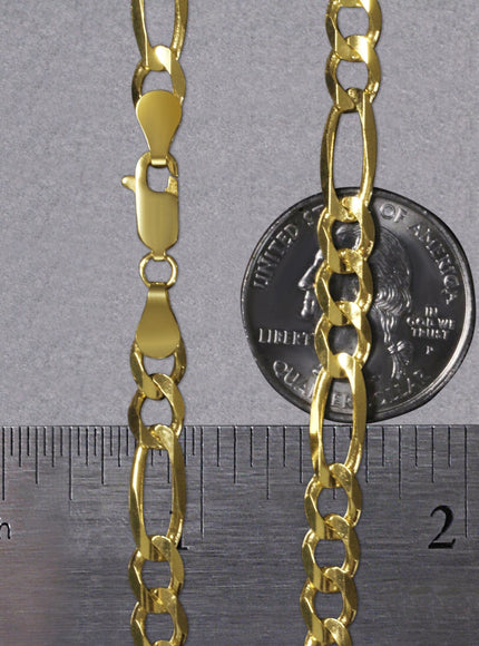 6.0mm 14k Yellow Gold Solid Figaro Chain