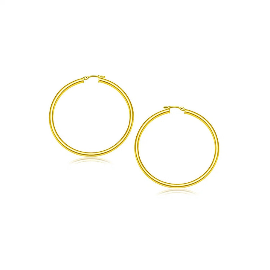 14k Yellow Gold Polished Hoop Earrings (2- mm)
