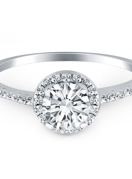 14k White Gold Diamond Halo Collar Engagement Ring