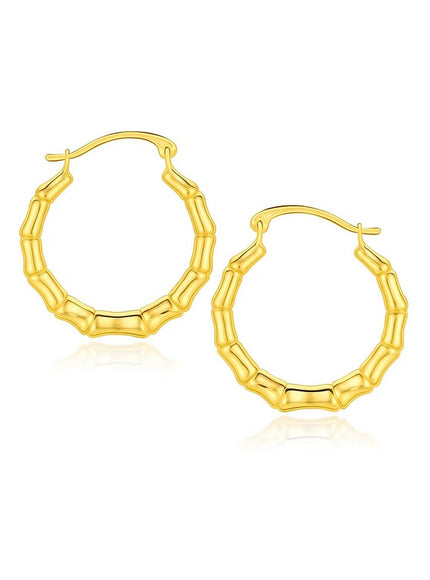 10k Yellow Gold Branch Motif Hoop Earrings