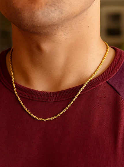 2.5mm 14k Yellow Gold Solid Rope Chain