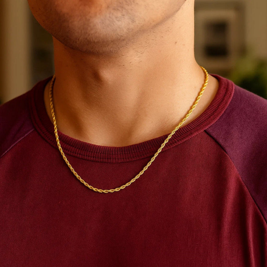 2.5mm 14k Yellow Gold Solid Rope Chain
