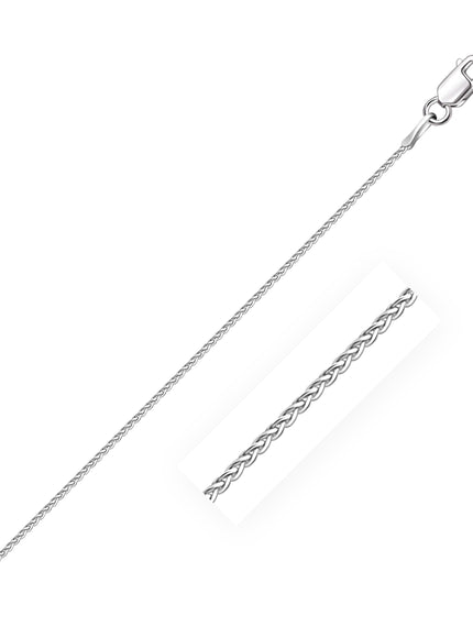 14k White Gold Diamond Cut Round Wheat Chain 1.0mm