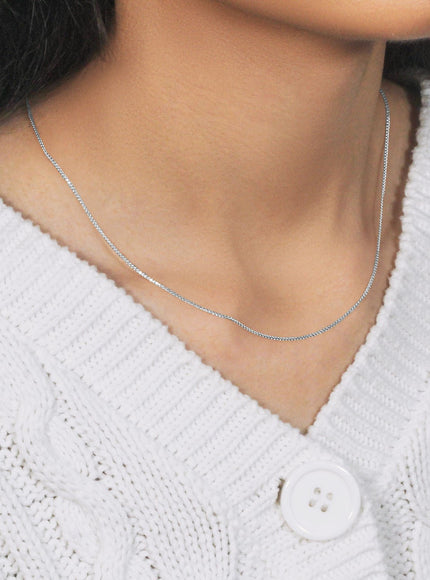 14k White Gold Diamond Cut Round Wheat Chain 1.0mm