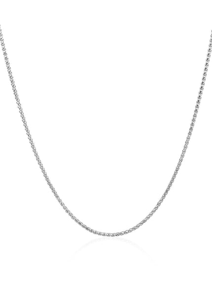14k White Gold Diamond Cut Round Wheat Chain 1.0mm