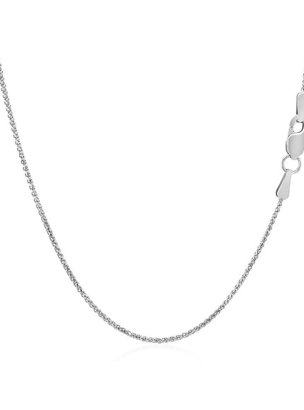 14k White Gold Diamond Cut Round Wheat Chain 1.0mm