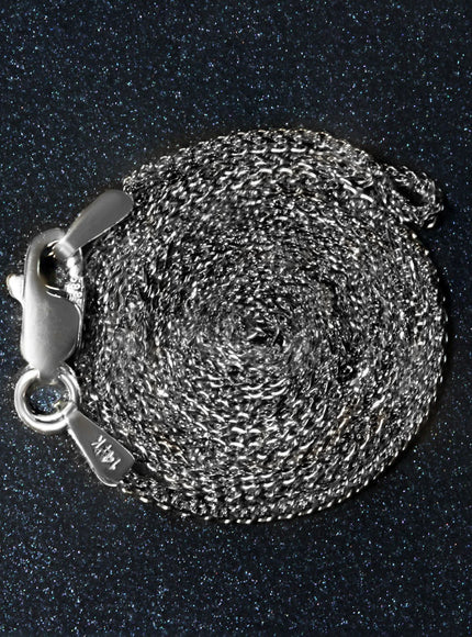 14k White Gold Diamond Cut Round Wheat Chain 1.0mm